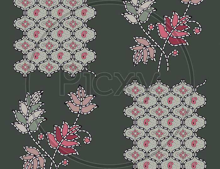 Seamless Floral With Geometrical Design Pattern