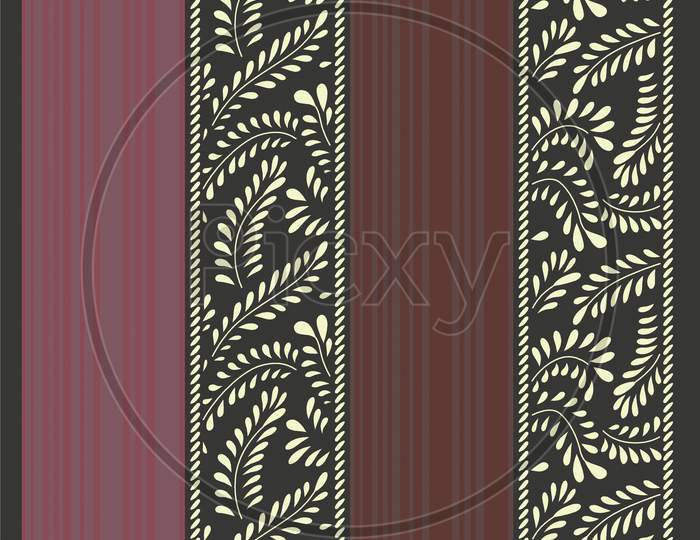 Seamless Floral Design With Stripe Pattern