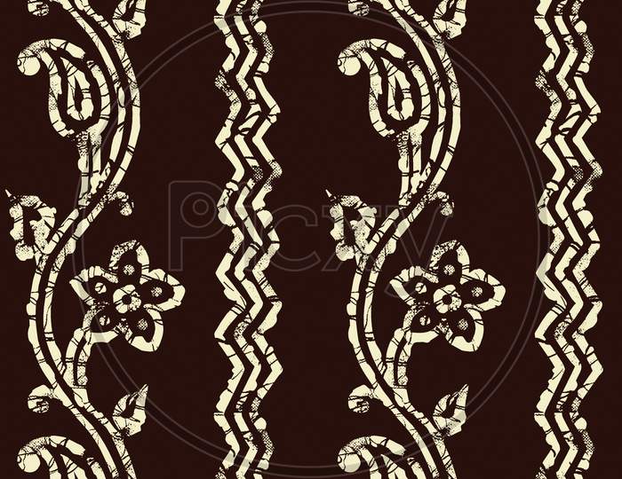 Seamless Paisley Border Batik Design Background
