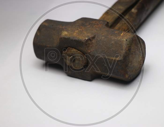 Image of Vintage Hammer Which Has A Crack On Its Wooden Handle  Body-VP695736-Picxy