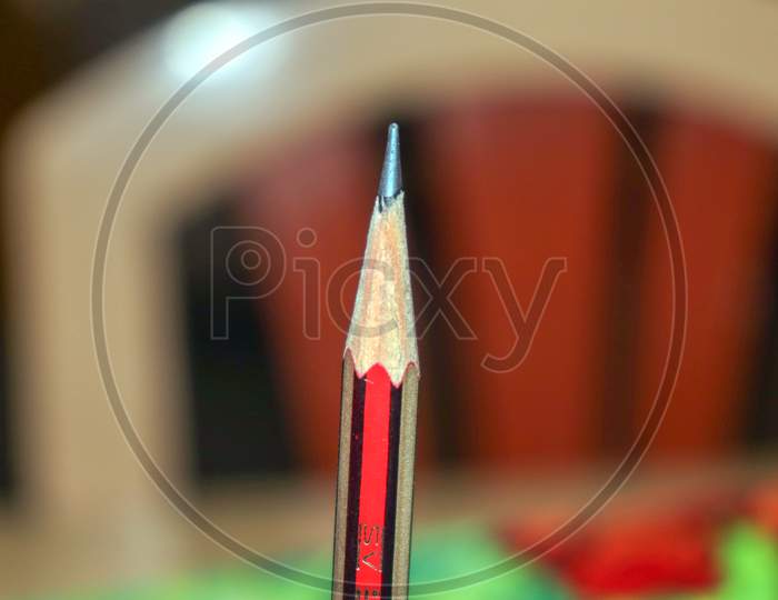 Sharpened Pencil Close Up View In Home