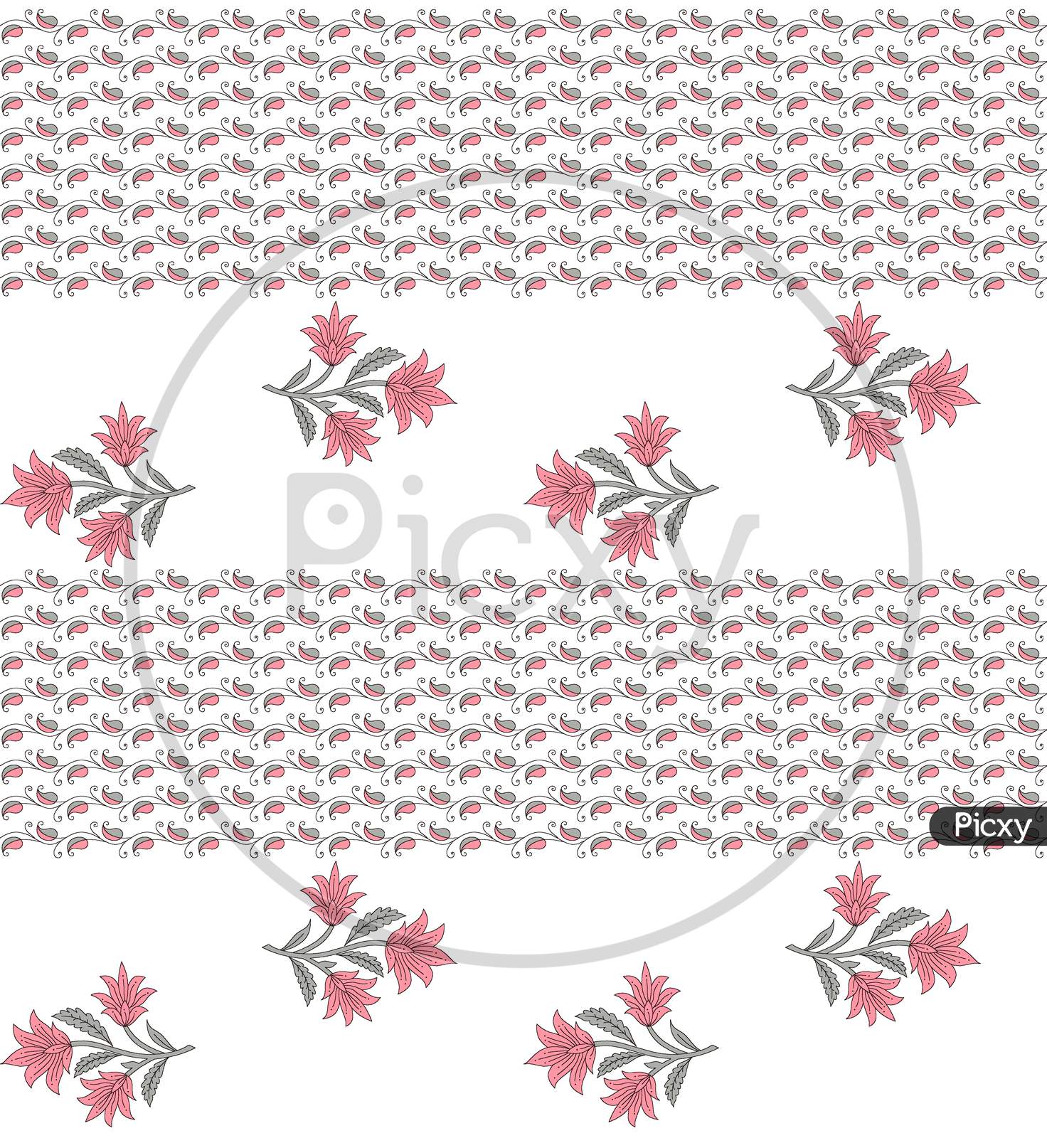 Seamless Mughal Flower Pattern Background
