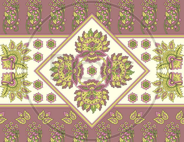 Seamless Floral Geometric Border Design Pattern