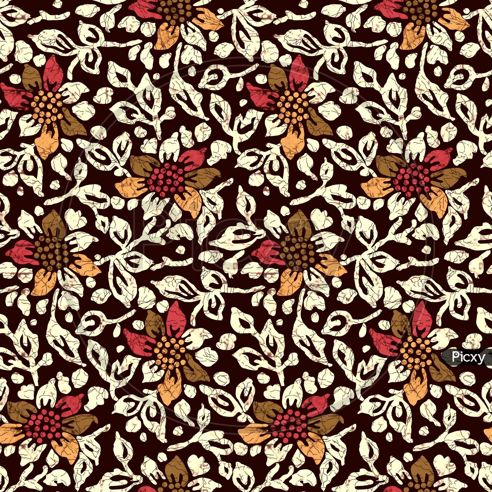 Seamless Batik Flower Design Pattern