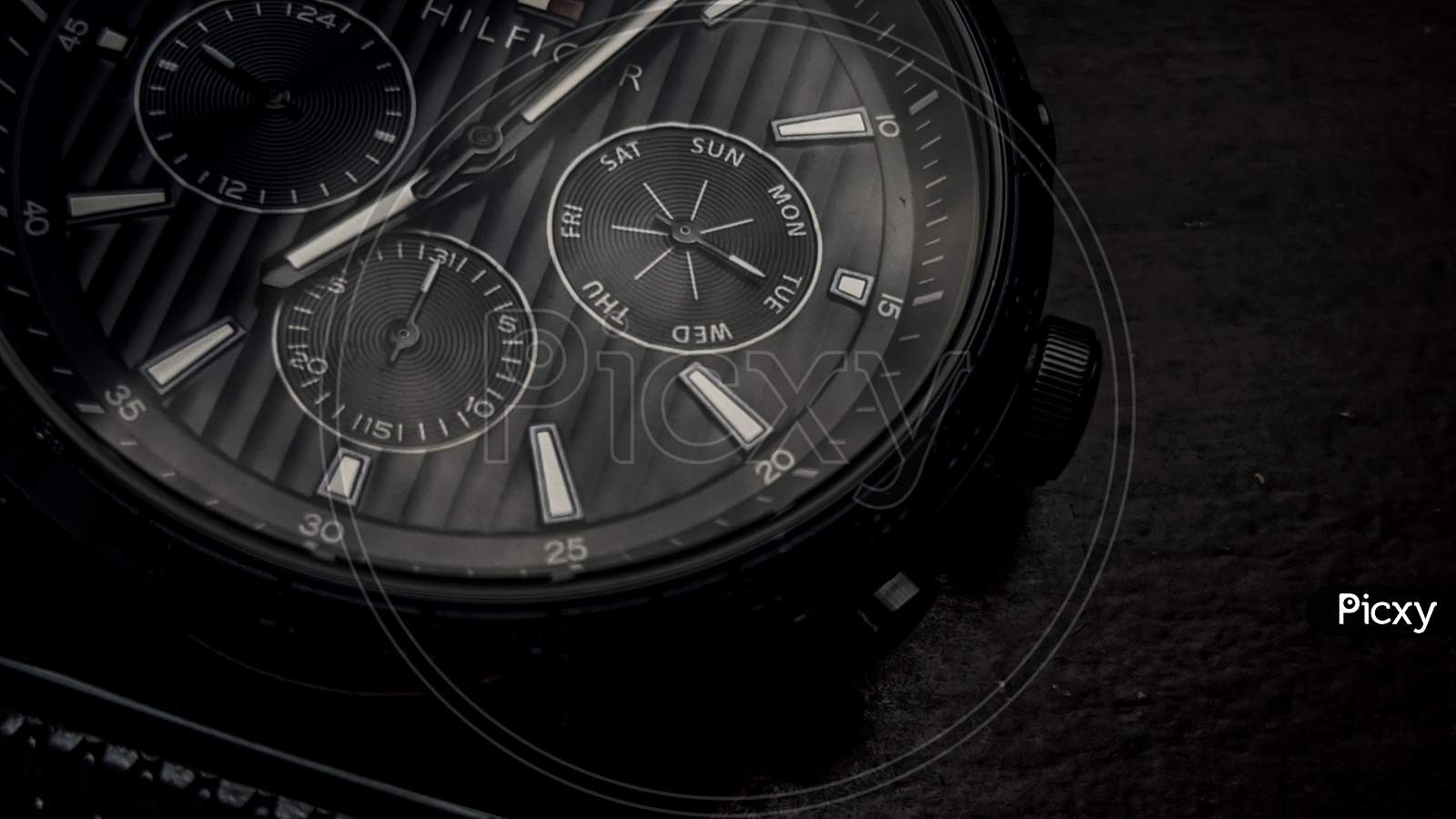Beautiful luxurious macro shot of a Tommy Hilfiger watch