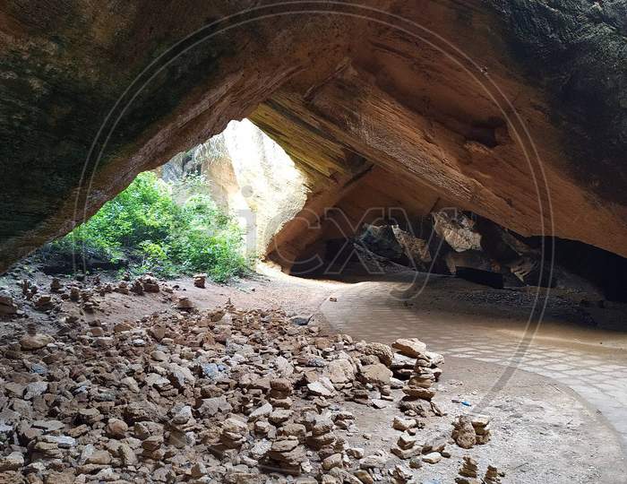 Beautiful Rock cave geographic view. 12 October,2019, Daman and diu.