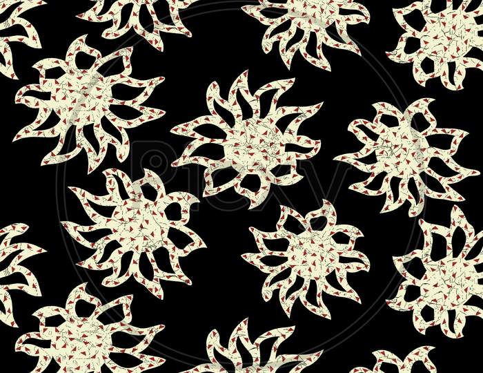 Seamless Abstract Black And Cream Batik Design