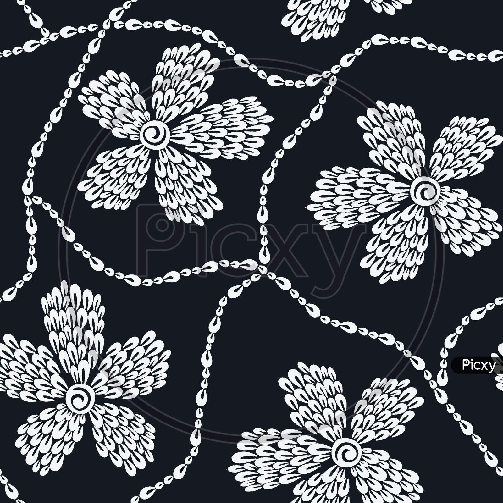Seamless Black And White Floral Design