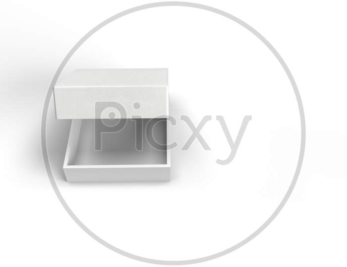 3D Render Of White Wallet Paper Box With White Lid Cover In White Background For Product Mockup.