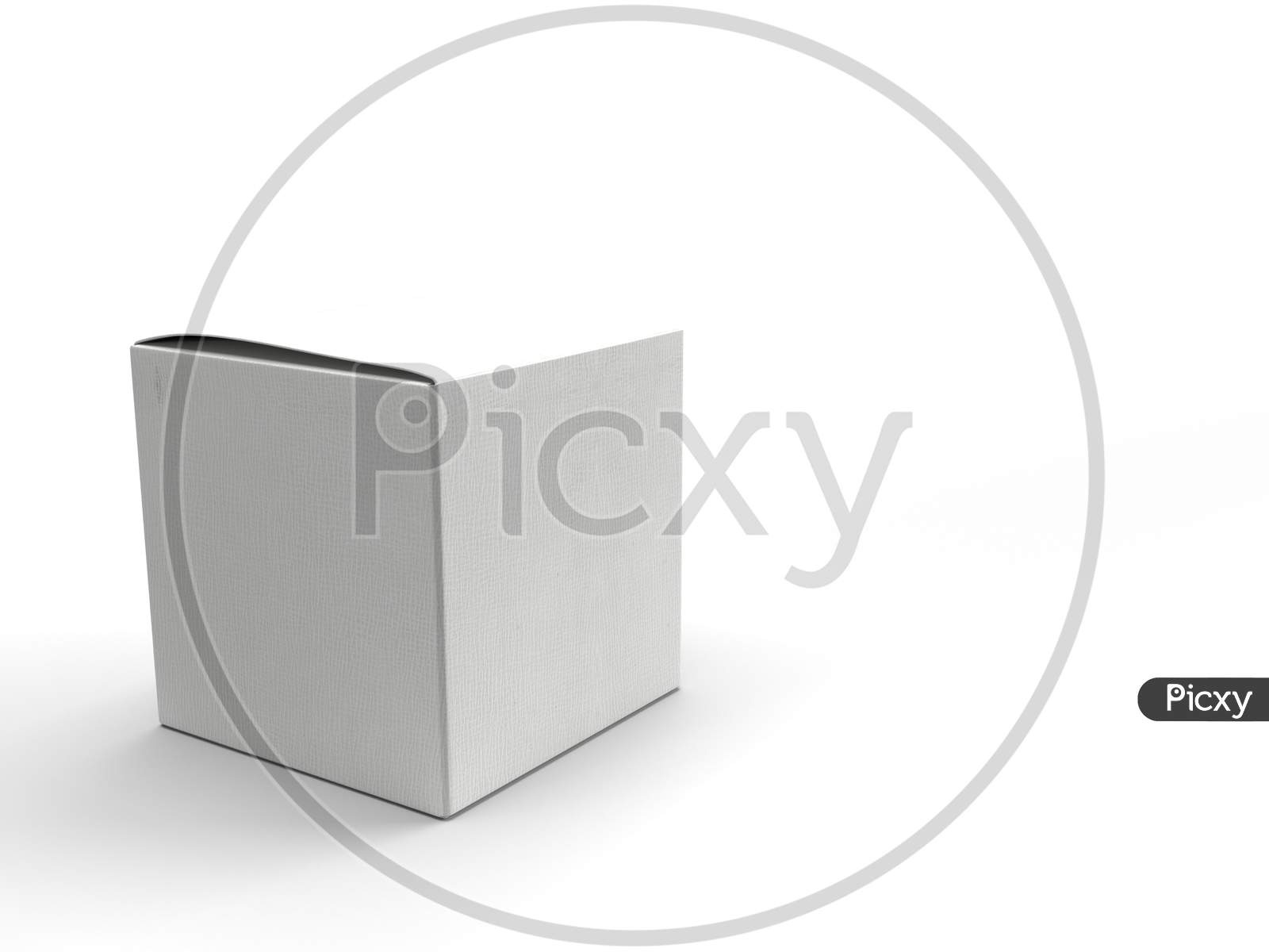 3D Render Of A White Cardboard Box For Blank Packaging Product Mockup In White Background.