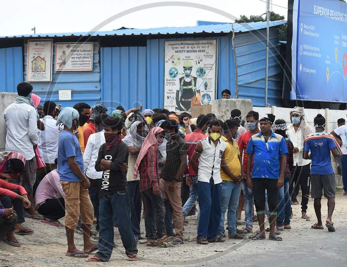 Covid 19 - Lockdown In ChennaiMigrant labourers stage a protest for various demands during a government-imposed nationwide lockdown as a preventive measure against the COVID-19 or Coronavirus, in Chennai 
