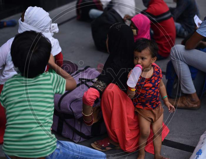 Migrant workers from Jharkhand, Bihar and Uttar Pradesh wait for their turn to register for the Shramik Special Train to reach their hometowns. Hyderabad, Telangana, May 19,2020