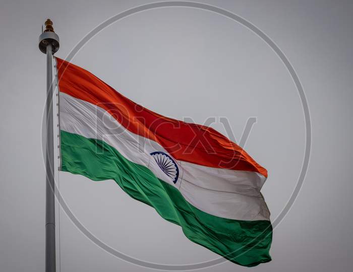 Indian National Waving Flag Close Up