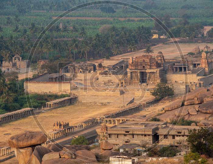 Aerial View Of Old Ruins Of Hampi, Hindu Temples