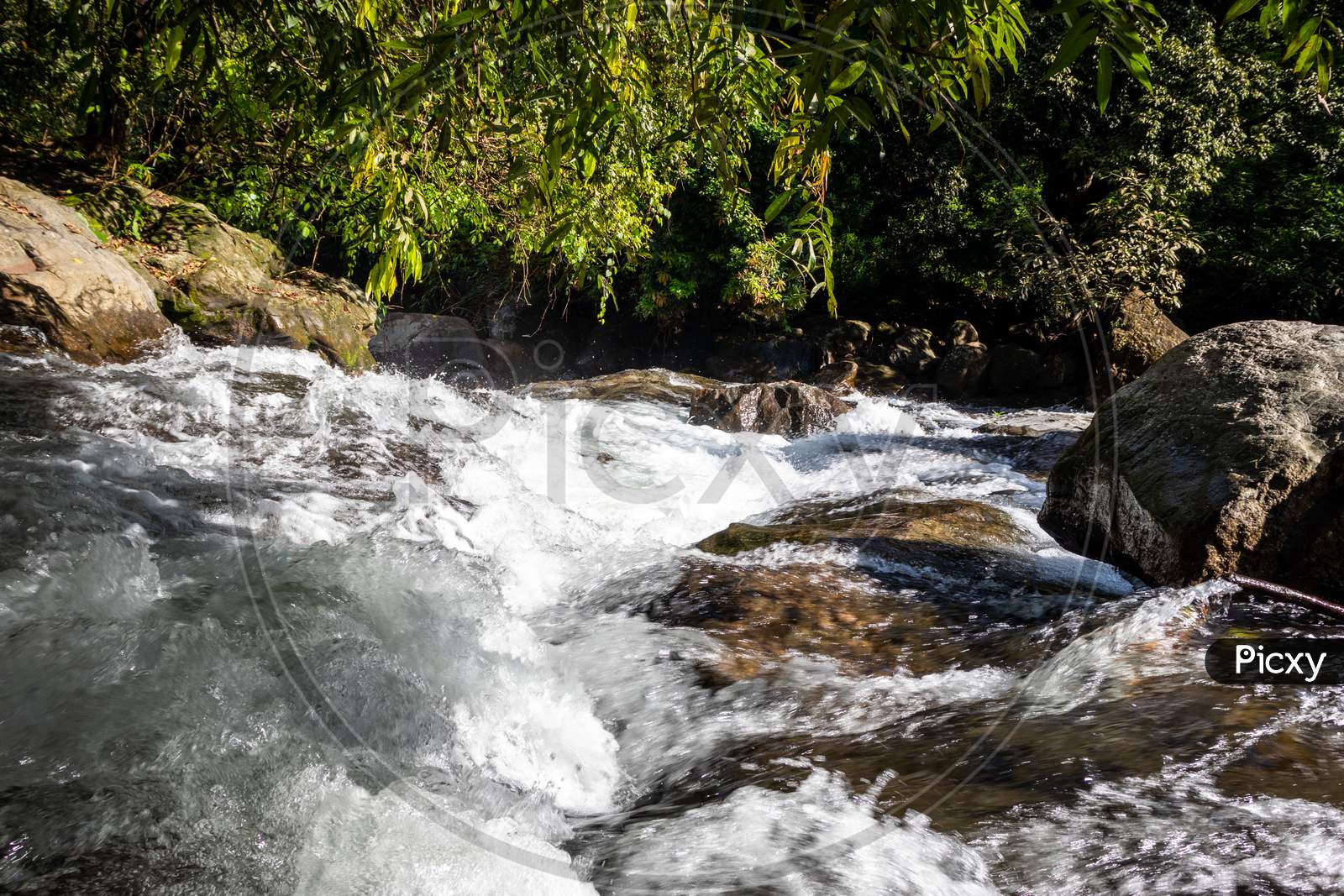 Waterfall Water Flow In Rocks
