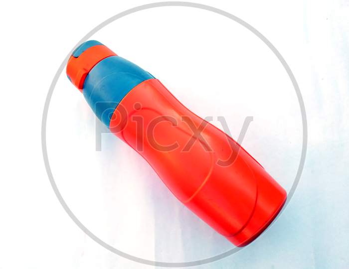 multi colored children cold water bottle isolated on white background