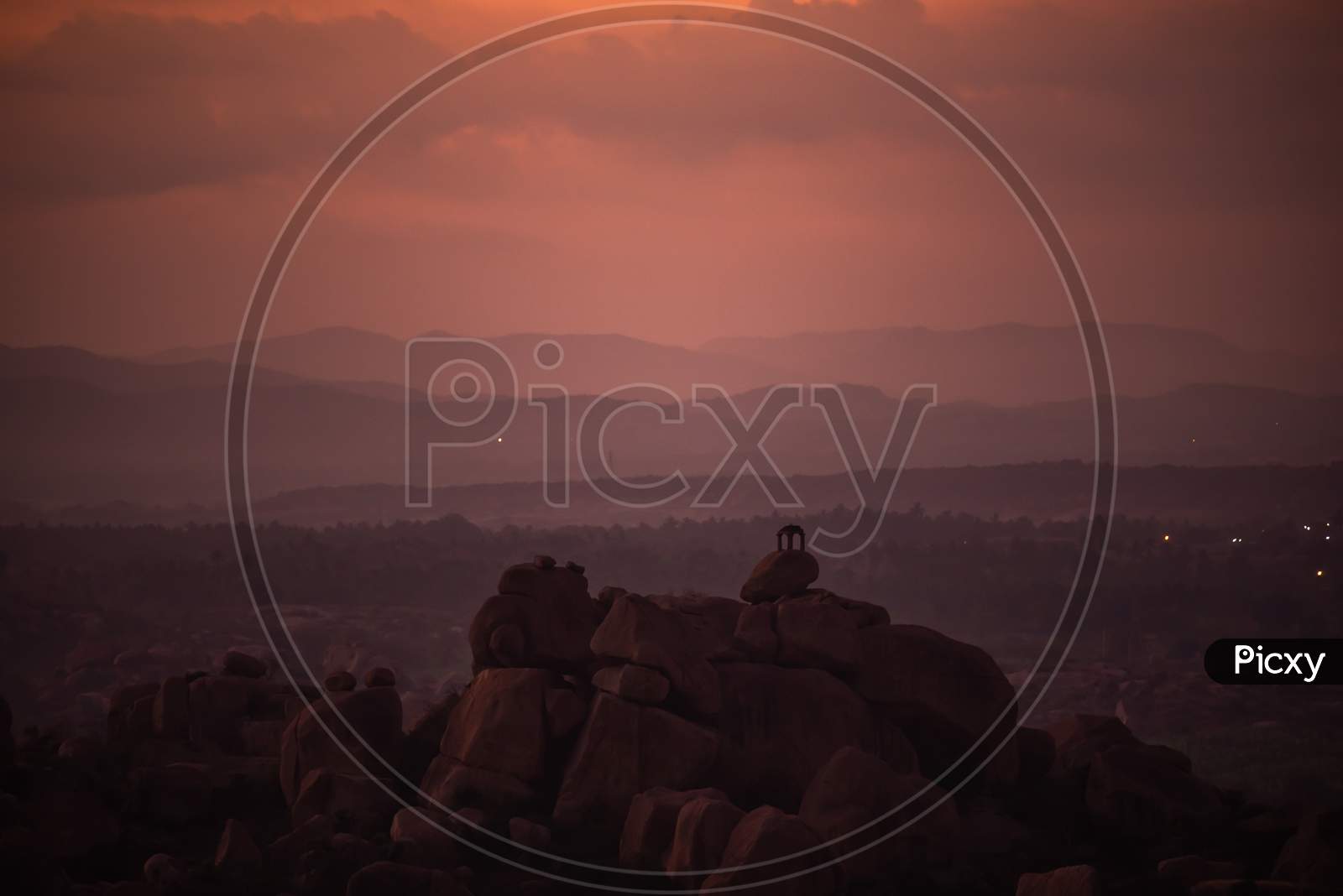 Mountains with Sunset Sky in Hampi
