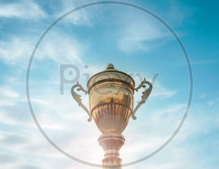 winner trophy on sky background