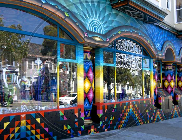 Beautiful Colored Building Exterior In The Haight & Ashbury In San Francisco