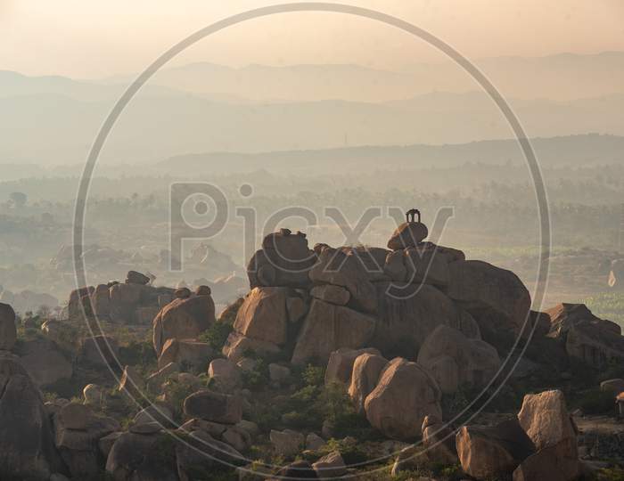 Mountains with Rocks in Hampi