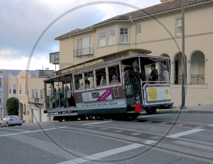 View Of A Typical Cable Car Of San Francisco