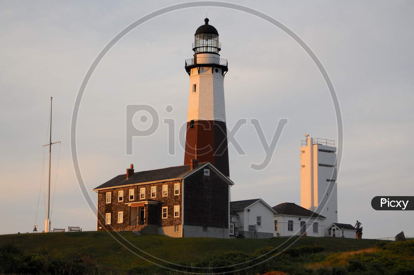 View On Montauk Lighthouse On Long Island At Sunset