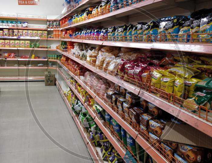 Stocks replenishment or refill in the supermarket during Covid 19