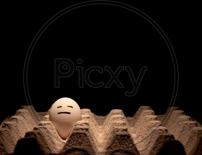 Egg With Funny Face. Egg Made Icon. Conceptual Image