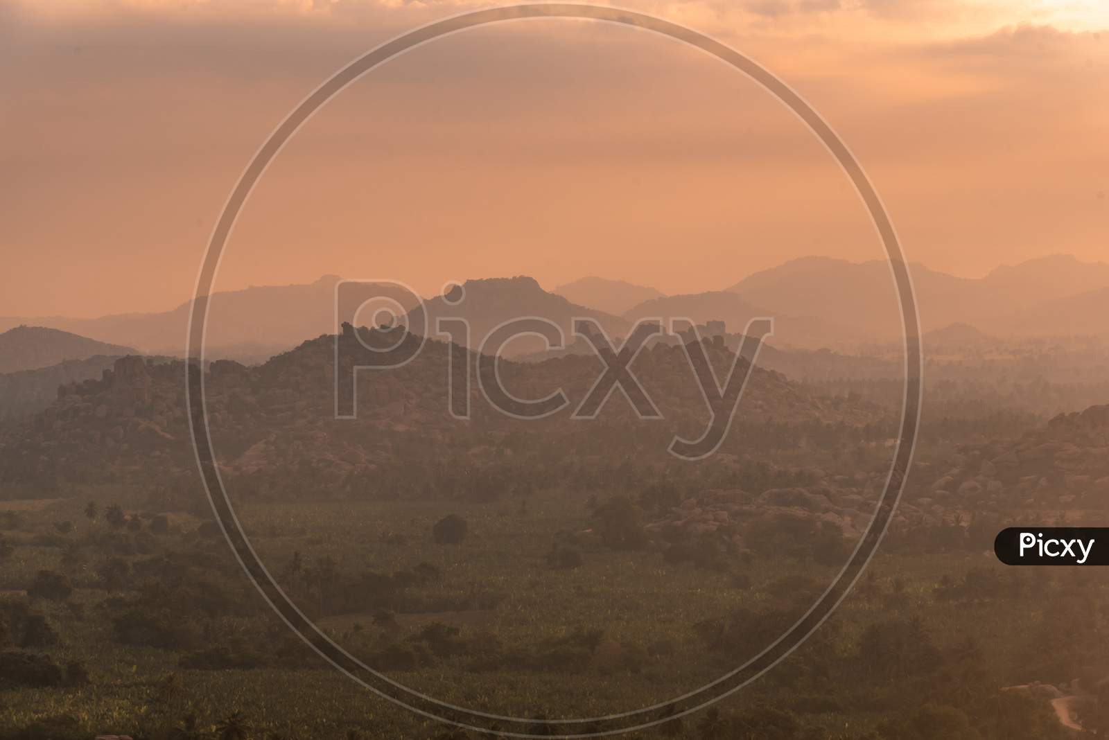 the landscape of Mountains in Hampi