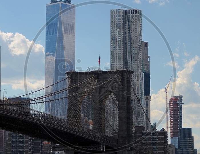 View On Brooklyn Bridge And Freedom Tower