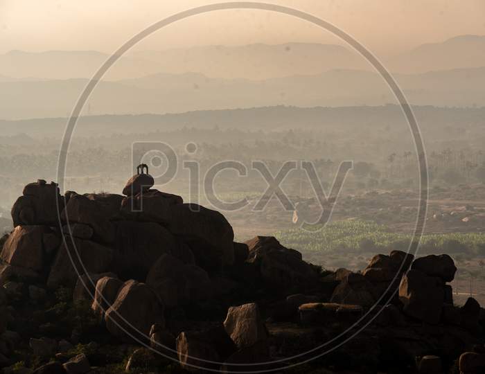 Mountains with Rocks in Hampi