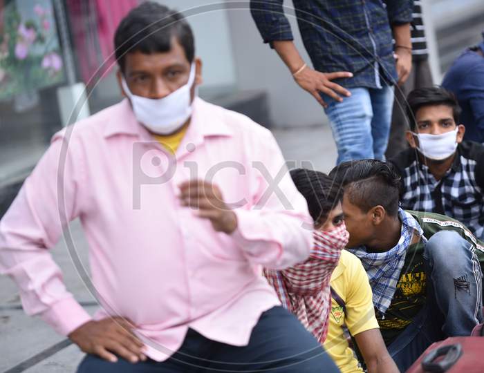Migrant Workers from UP, Bihar and Jharkhand wait to get their registration done to board a Shramik Special Train in Secunderabad. May 19,2020, Hyderabad.