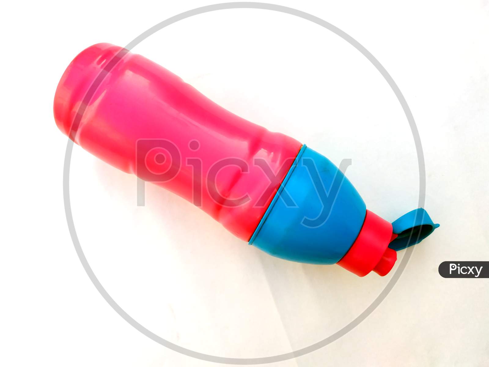 multi colored children cold water bottle isolated on white background