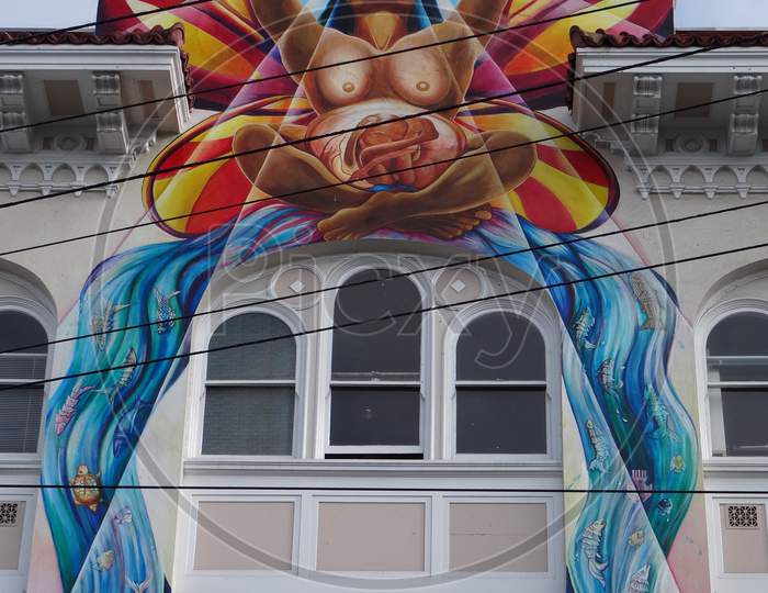 View Of The Beautiful Woman'S Building Mural Of San Francisco