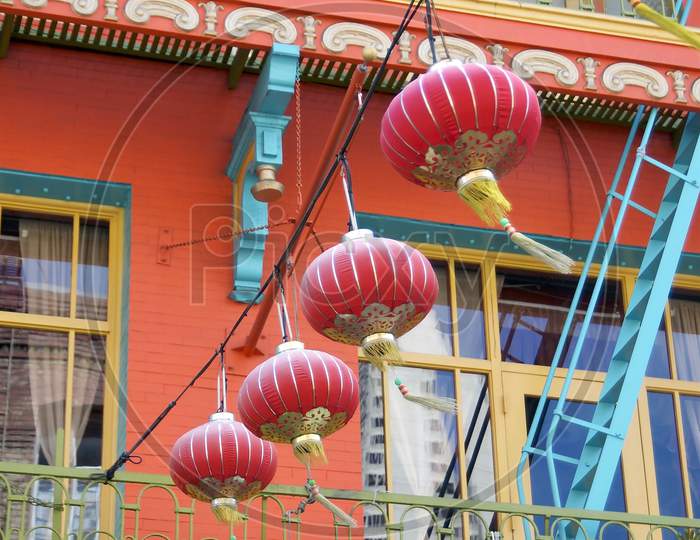 Red Paper Lanterns Of San Francisco'S Chinatown