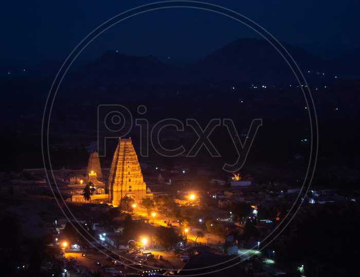 View Of Virupaksha Temple Gopuram From Matanga Hill , Hampi
