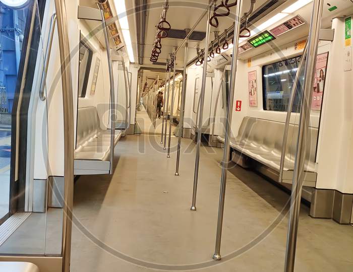 Empty Coach of Delhi Metro