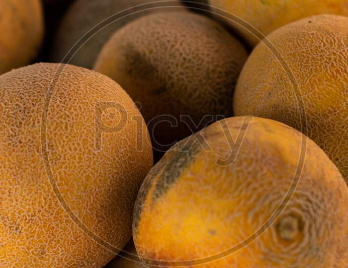 Yellow Rind Melons. Fresh Tropical Fruit.