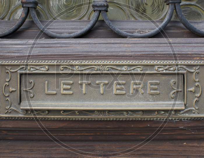 Old Mail Box With Italian "Letters" Inscription