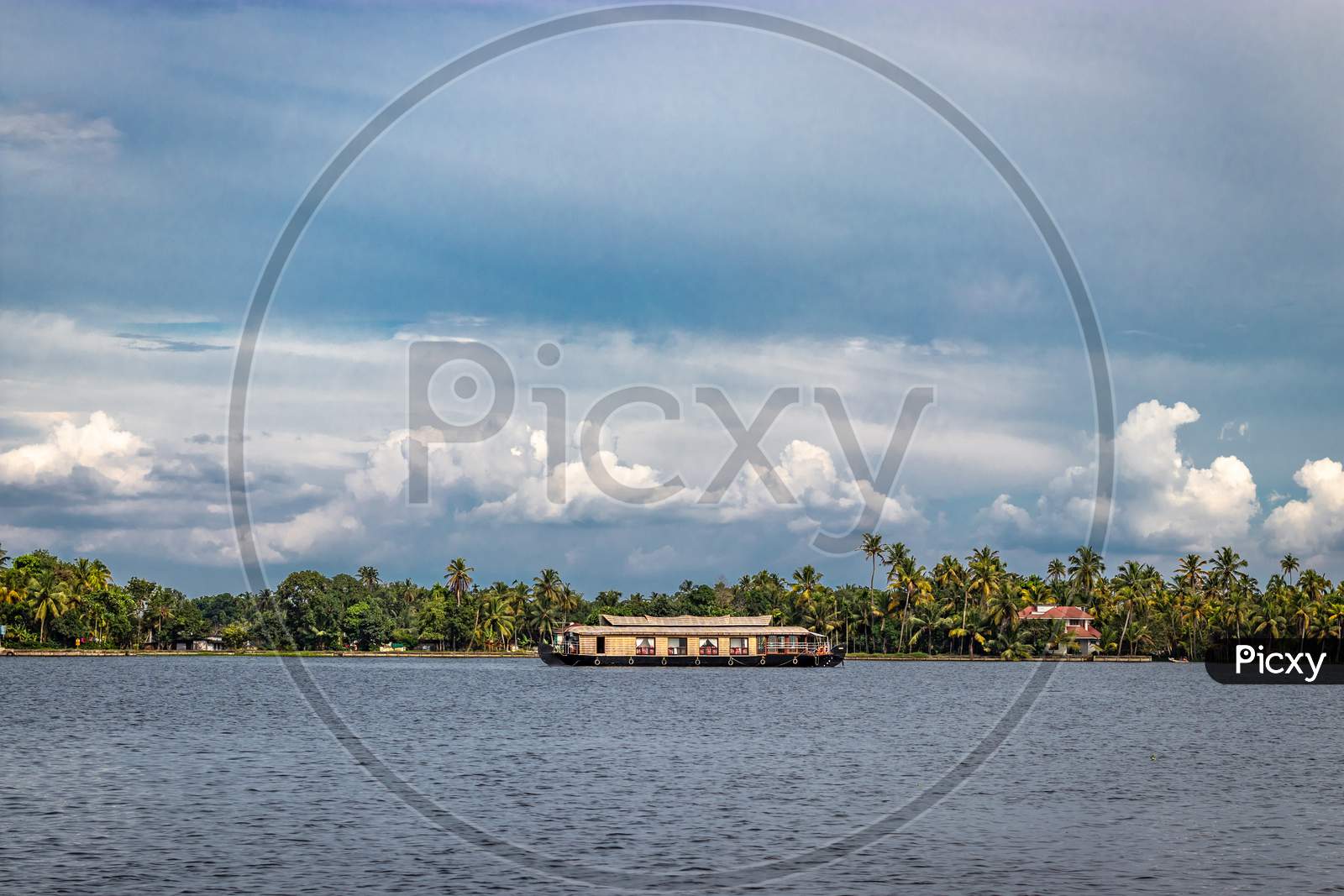 Houseboat With Sky And Palm Tree