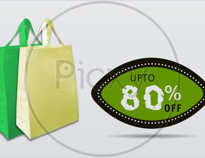 Shopping Bags With Discount 80% Tag For Commercial Purpose