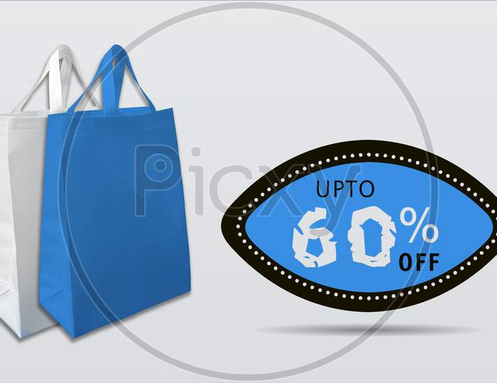 Shopping Bags With Discount 60% Tag For Commercial Purpose