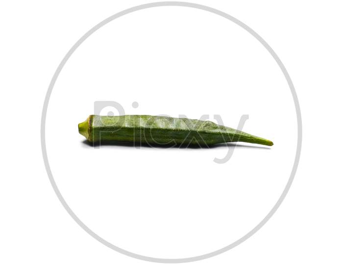 Fresh young okra or ladyfinger isolated on white background