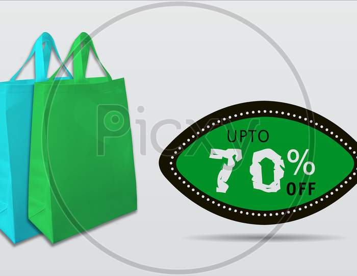 Shopping Bags With Discount 70% Tag For Commercial Purpose