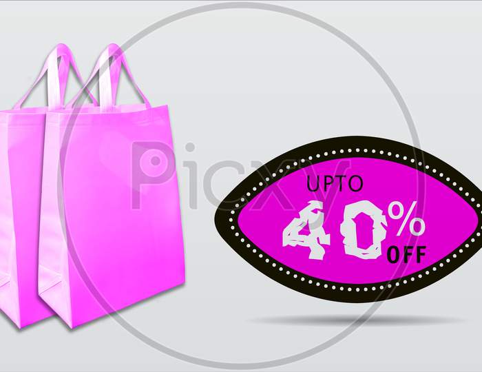 Shopping Bags With Discount 40% Tag For Commercial Purpose