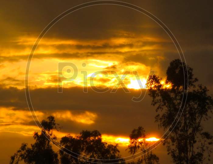 Beautiful sunlight in evening time atmospheric phenomenon background