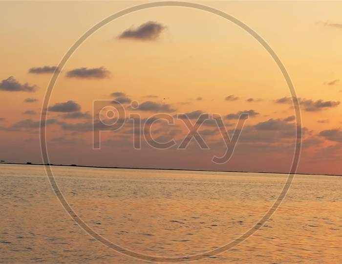beautiful sunset view of  Lakshdweep island, India,Indian Ocean,long view,dweep