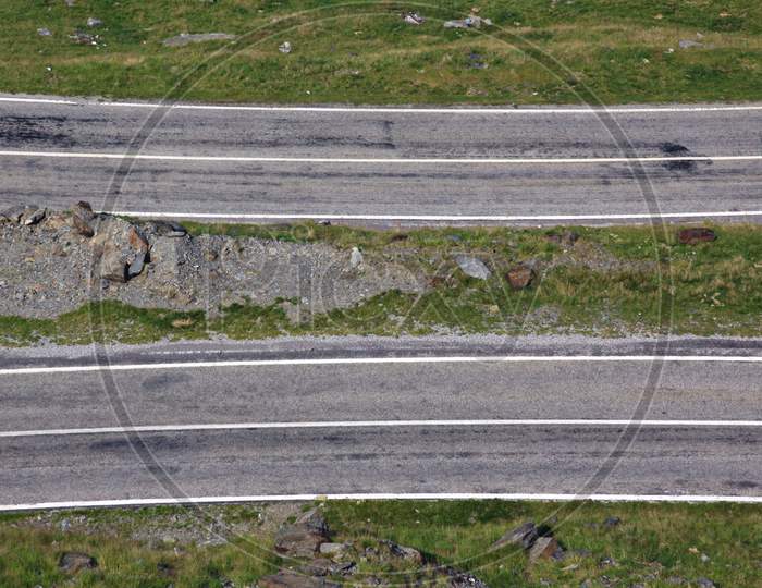 Drone View Of Parallel Roads At Transfagarasan