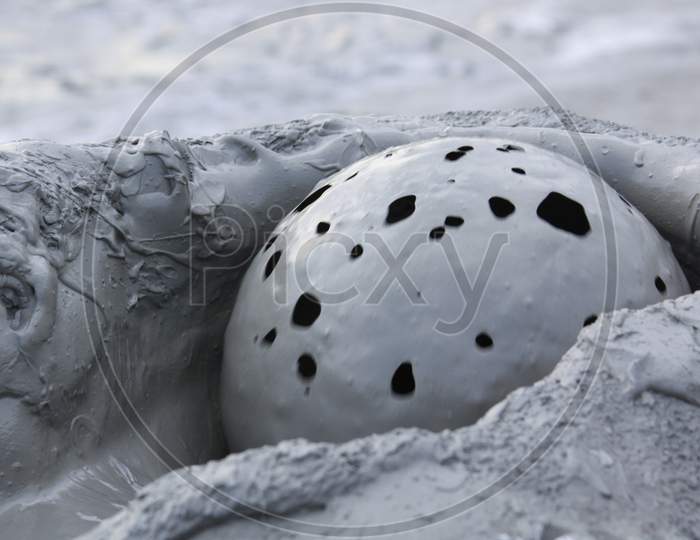 Mud Bubble Ready To Burst In Mud Volcano