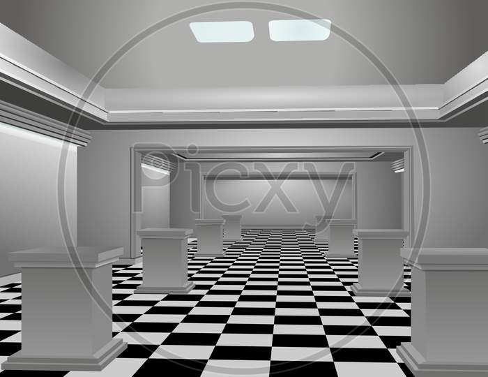 3D View of a Big room in vector format